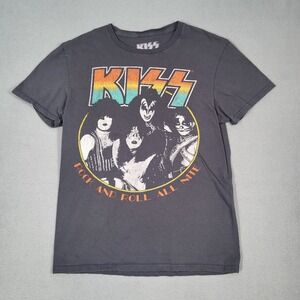 KISS Rock and Roll All Nite Shirt Womens Gray‎ Band Tee S